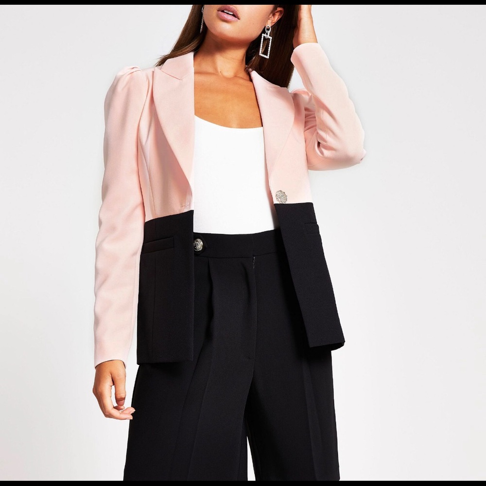 Riverisland pink color Block puff sleeve